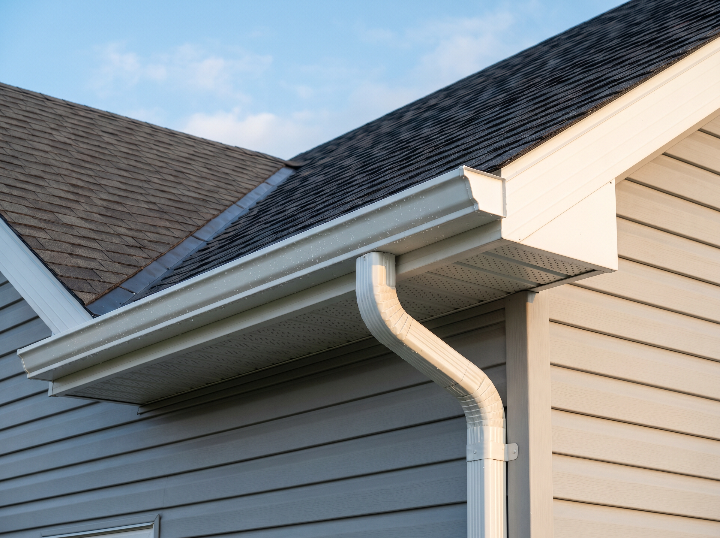 Clean eavestrough on a residential home in Durham Region