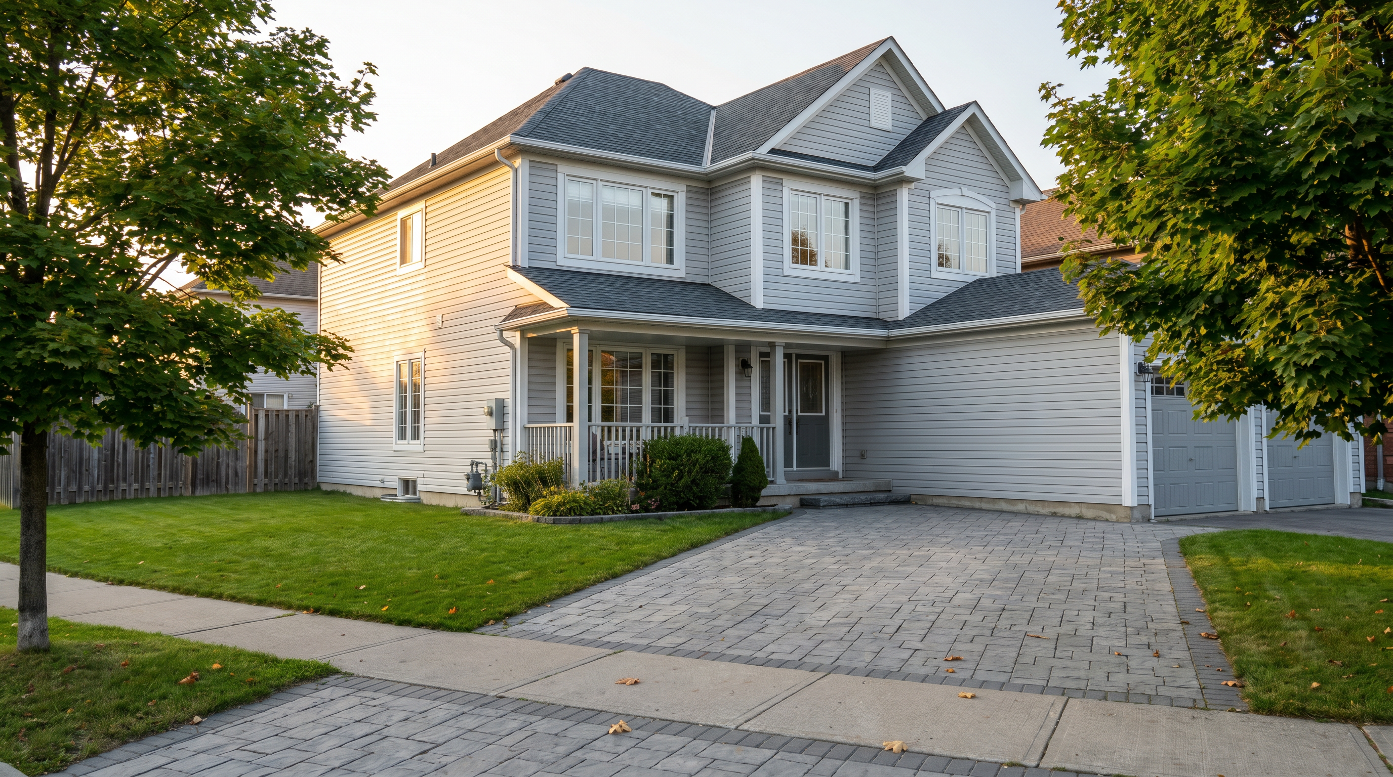 Suburban Durham Region home with freshly cleaned exterior, driveway, gutters, and windows